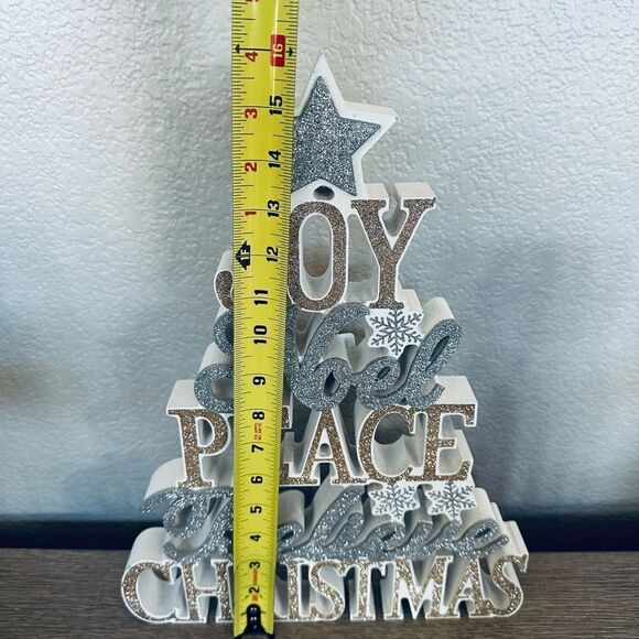Christmas Tree Cutout Festive Glitter Decor Sign - Picture 3 of 6